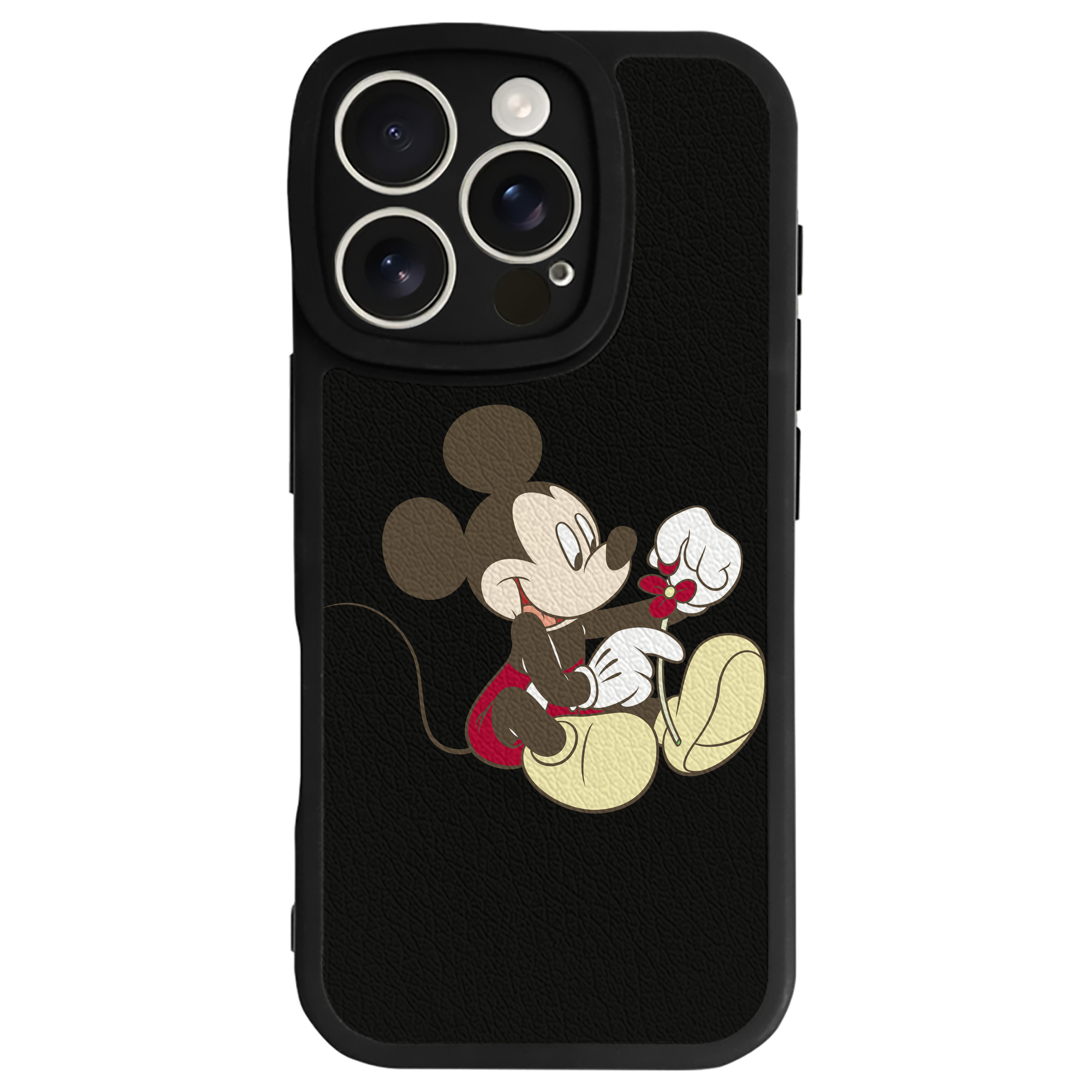 （画像用） ミッキーマウス Mickey Mouse 【iPhone 16シリーズ対応】シリコンスマホケース（レザー調） 材質：シリコン